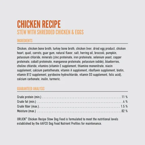 Vista 9 de ORIJEN Trituras de carne real, sin granos, estofado de receta de pollo, comida húmeda prémium para perros