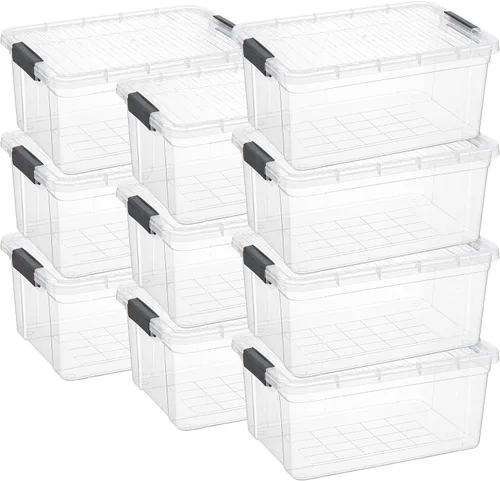 Vista 19 de Superio Mini contenedor de almacenamiento de plástico para crayón, suministros de arte y estuche de costura, organizador pequeño apilable