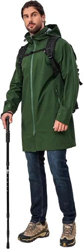 Vista 5 de Little Donkey Andy Chaqueta impermeable para hombre, para exteriores, ligera, cortavientos de montaña, abrigo largo para senderismo, golf, viajes