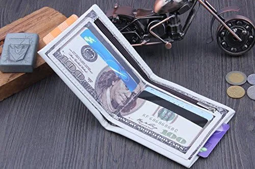 Vista 4 de Wei Long Novedad - Funda de piel sintética con clip de dinero para hombre 100 Dólar-Versión antigua Vintage