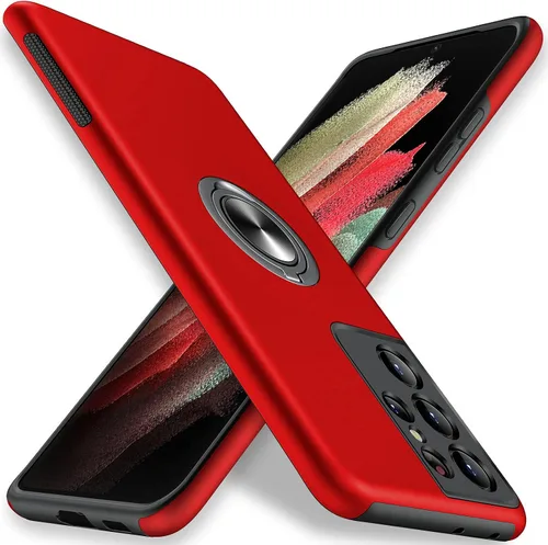 Vista 24 de JAME Funda para Samsung Galaxy S21 Ultra, Protector Delgado y Suave con Parachoques para Samsung S21 Ultra, con Soporte de Anillo Invisible y Atril
