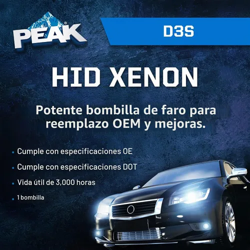 Vista 2 de PEAK Bombilla de repuesto para faros delanteros de xenón HID D3S