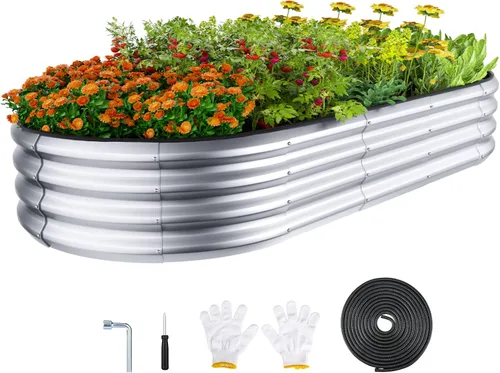Vista 10 de Kit de Cama de Jardín Elevada Winpull, 4x2x1 pies Caja de Plantación Galvanizada al Aire Libre con Borde de Seguridad, Camas Elevadas Grandes