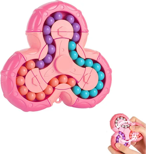 Vista 11 de YUDANSI Juguete de rompecabezas de frijol mágico, cubo giratorio 2 en 1, cubo mágico giratorio, regalo para niños y niñas de 3 años, 5-7, 8-12