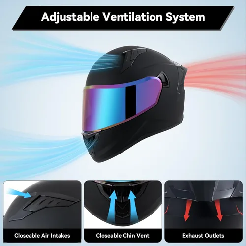 Vista 4 de Casco de motocicleta de cara completa para adultos, hombres y mujeres, casco de carreras aprobado por el DOT, casco de carreras de bicicleta