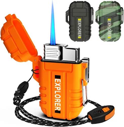Vista 11 de Encendedor de antorcha de butano impermeable, recargable, resistente al viento, con llama de chorro para chimenea, fuegos artificiales, parrilla