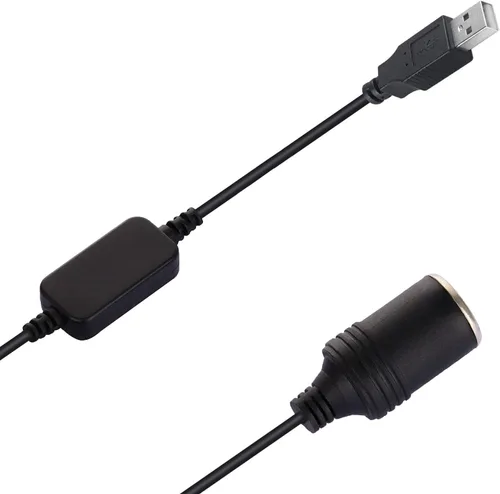 Vista 4 de USB A macho a 12 V encendedor de cigarrillos de coche, enchufe hembra convertidor de cable elevador para encendedores, grabadora de conducción