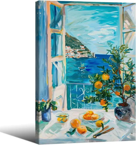 Vista 26 de Póster de pintura al óleo colorida de ventana abierta, arte de pared abstracto impresionista famoso y moderno, impresiones de lienzo estético