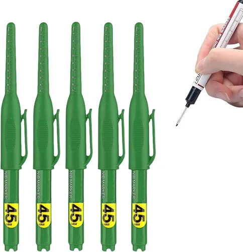 Vista 15 de 5PCS Long Head Deep Hole Markers, 45MM Long Nib Oil Ink Carpenter Pen 45MM Black