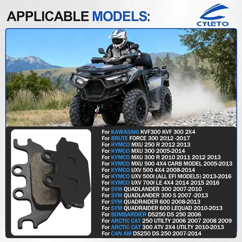 Vista 3 de Pastillas de Freno Delanteras y Traseras para CAN AM DS250 DS 250 2007-2014 Kawasaki Brute Force 300 KVF300 KYMCO MXU 250 300 500 UXV 500 700 SYM
