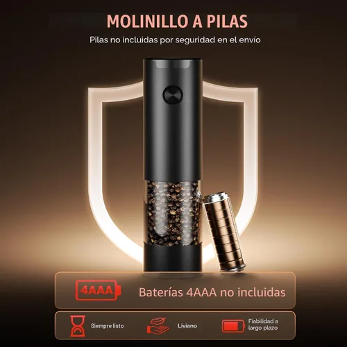 Vista 3 de Juego de molinillo eléctrico de sal y pimienta, batería automática, molinillo de pimienta, grosor ajustable, fácil de llenar, capacidad mejorada