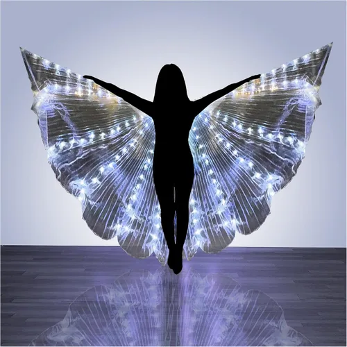 Vista 9 de lightsfever, Alas de hadas grandes iluminadas, blanco frío, alas de isis, disfraz de capa iluminada, alas de mariposa iluminadas, capa LED, alas