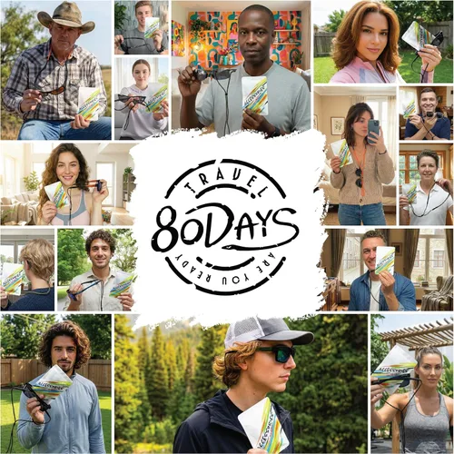 Vista 2 de 80Days Correa ajustable para gafas: Retenedor de nylon para gafas y gafas de sol con agarres de silicona, ajuste seguro