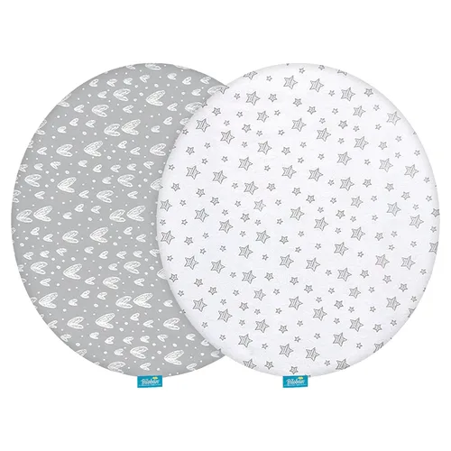 Vista 13 de Sábanas ajustadas de cuna, compatibles con Munchkin Brica Fold N' Go, 2 unidades, 100% algodón de punto jersey, transpirables y súper suaves, Gris