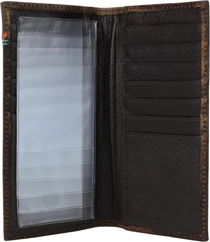 Vista 4 de Ariat - Cartera para hombre con incrustaciones de flores color marrón
