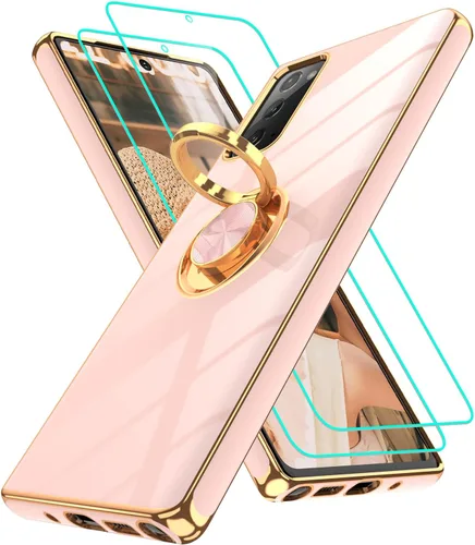Vista 90 de Funda para Motorola Moto G 5G 2024: Funda Moto G Play 5G 2024 con 2 piezas de protectores de pantalla, soporte de anillo de rotación de 360°