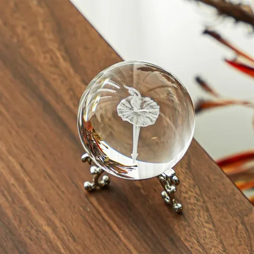 Vista 3 de HDCRYSTALGIFTS Figura de Bailarina Elegante de Cristal Grabada con Láser 3D, Peso de Papel de Bailarina Danzante, Esfera de Vidrio para Decoración