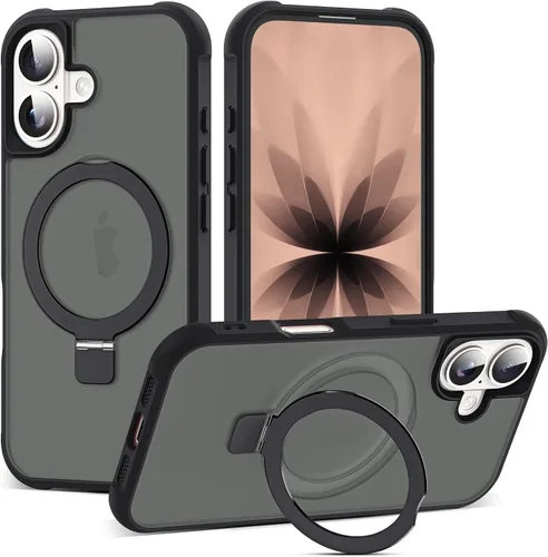 Vista 22 de SKYLMW - Funda compatible con iPhone 11 de 6.1 pulgadas, con soporte magnético invisible tipo anillo, funda translúcida de grado militar, compatible