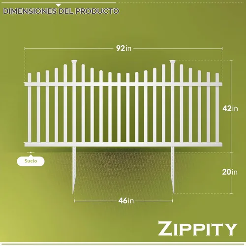 Vista 5 de Zippity Manchester Picket Fence Panels, White Vinyl DIY No Dig Kit Cerca de Manchester
