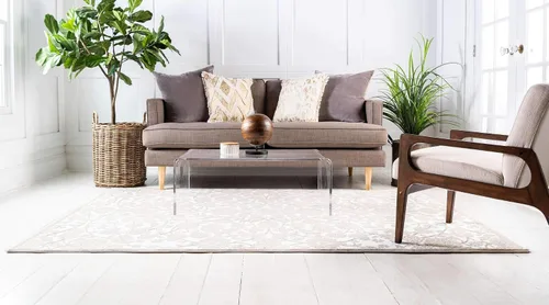 Vista 3 de Unique Loom Colección Rushmore Alfombra de Área - Taft (2' x 3' 1" Rectángulo, Blanco Nieve/Beige)