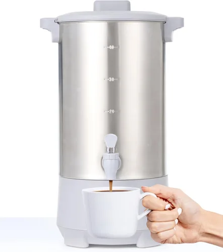 Vista 8 de SYBO Urna de café de 45 tazas, cafetera de percolado de acero inoxidable de grado comercial, filtro extraíble, fácil de limpiar, urna de agua