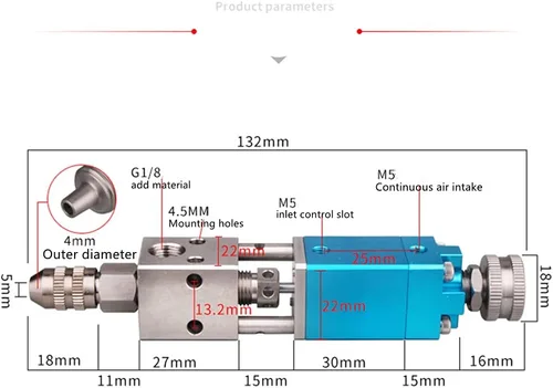 Vista 3 de Válvula dispensadora de pegamento de válvula dispensadora de dedal neumática de precisión 0.0 fl oz