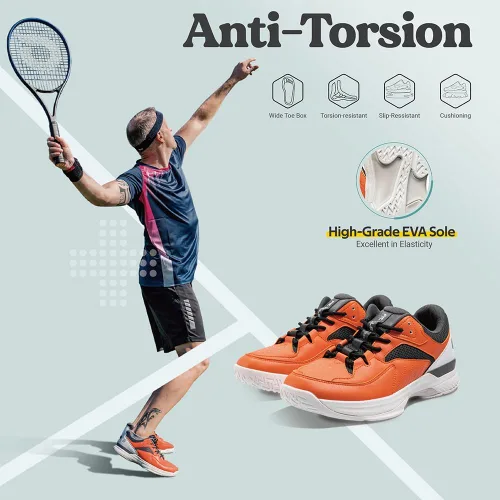 Vista 8 de FitVille Zapatos anchos de pickleball para hombre, zapatos de tenis con soporte de arco para fascitis plantar