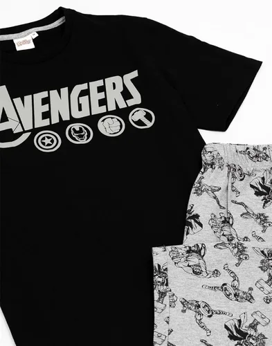 Vista 4 de The Avengers - Conjunto de pijama y camiseta para hombre con logotipo de Marvel, Negro