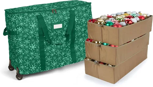 Vista 49 de Covermates Keepsakes Bolsa de almacenamiento ajustable para adornos, con asas de transporte, protección acolchada, ruedas dobles, almacenamiento