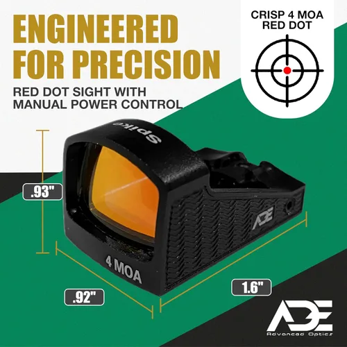 Vista 7 de Ade Advanced Optics Spike RD3-018 - Mira de punto rojo para Canik TP9 Elite SC, Canik Mete SFT, Sig Sauer 365XL, Ruger Max9, FNH Reflex MRD