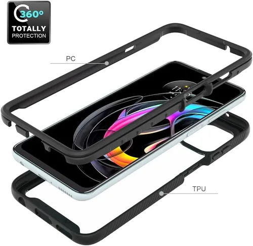 Vista 2 de Funda protectora para Motorola Edge 20 Lite 5G, anticaídas y absorción de golpes, color negro mate