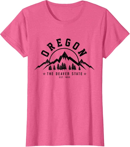 Vista 38 de Oregon The Beaver State Est. 1859 Vintage Mountains - Camiseta de regalo, gris, S
