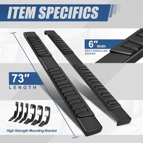 Vista 3 de Auto Dynasty Estribos compatibles con modelos 2007-2019 de Chevy Silverado GMC Sierra de cabina extendida, riel lateral de aluminio, estribo tipo