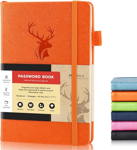 Vista 15 de molekaus Libro de contraseñas con pestañas alfabéticas, pequeño guardián de contraseñas con espacio adicional para cambiar la contraseña. Cuaderno