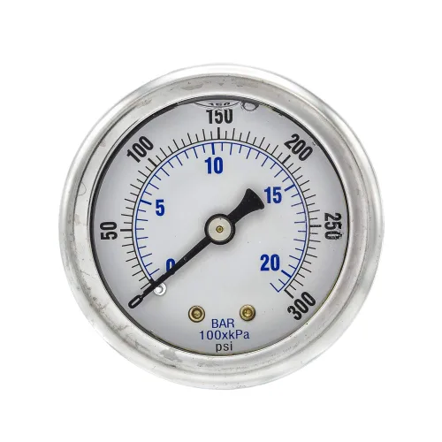 Vista 6 de PIC Gauges 202L-204M Medidor de presión relleno de glicerina con carcasa SS/bisel, internos de latón, lente de PC, dial de 2 pulgadas, rango