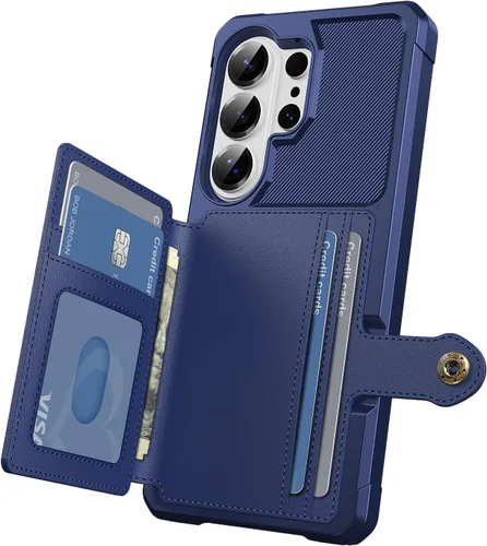 Vista 9 de Funda para Samsung Galaxy S21 Ultra con tarjetero, compatible con soporte magnético para automóvil, resistente a los golpes, resistente, suave, TPU
