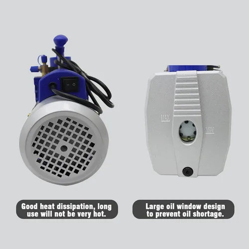 Vista 5 de Bomba de vacío de 110V 7CFM Bomba de vacío de paletas rotativas Bomba de vacío de doble etapa con filtración de cinco capas y ventana de aceite