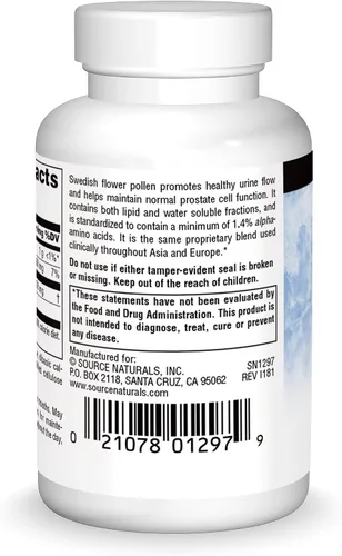 Vista 3 de Source Naturals Polen de Flores Sueco Apoya la Función de la Próstata y el Flujo Saludable de Orina* - 90 Tabletas Apoya la función de la próstata