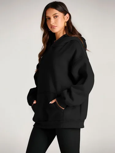 Vista 3 de EFAN - Sudadera con capucha para mujer - Sudadera de vellón sobredimensionada con mangas largas para otoño e invierno, ropa de moda inspirada