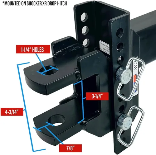 Vista 5 de Shocker XR - Enganche de pasador de horquilla con orificio de 1-1/4 pulgadas, se adapta a enganche de 2-1/2 pulgadas, elevación de 1.5