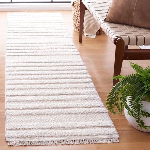Vista 14 de SAFAVIEH Augustine Collection - Alfombra de pasillo de 2 x 9 pies, diseño de algodón rústico marroquí con flecos, fácil cuidado, ideal para zonas