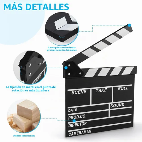 Vista 3 de KISEER Tablero de madera para película de 12 x 11 pulgadas, tablilla de película de madera (negro)