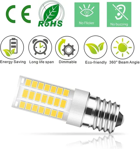 Vista 4 de TAIYALOO Bombilla LED E17 regulable, bombilla de horno de microondas de 5 W, blanco natural 4000 K, repuesto de bombilla halógena de 40 W