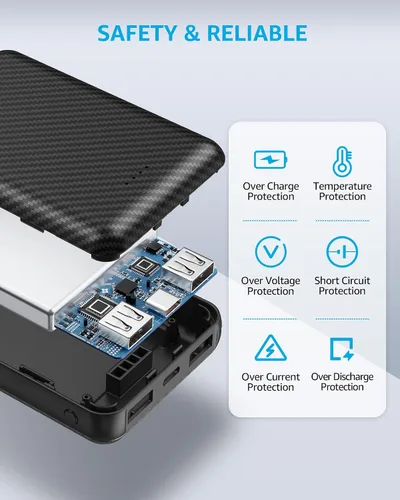 Vista 4 de Paquete de batería de chaleco térmico de 5 V y 2 A, batería recargable compacta de 12000 mAh para chaleco calefactable, con puertos de salida USB