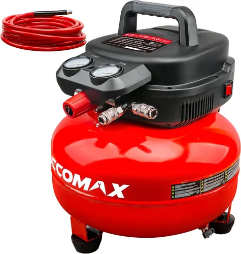 Vista 9 de Compresor de aire, Compresor de aire panqueque de 6 galones, MÁX 175PSI, Compresor para herramientas de aire con kit de 10 piezas de accesorios