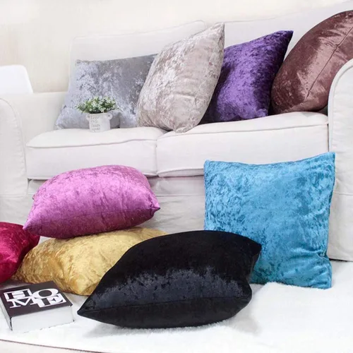 Vista 3 de Jizzr Paquete de 2 fundas de almohada decorativas de terciopelo aplastado con hielo suave y de color sólido, fundas de almohada cuadradas para sofá
