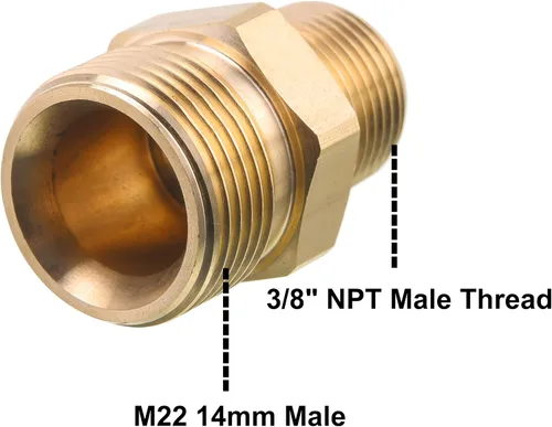 Vista 2 de M MINGLE - Ajuste para lavadora de presión M22, adaptador macho NPT de 3/8 pulgadas a macho M22 de 14 mm, 4500 PSI
