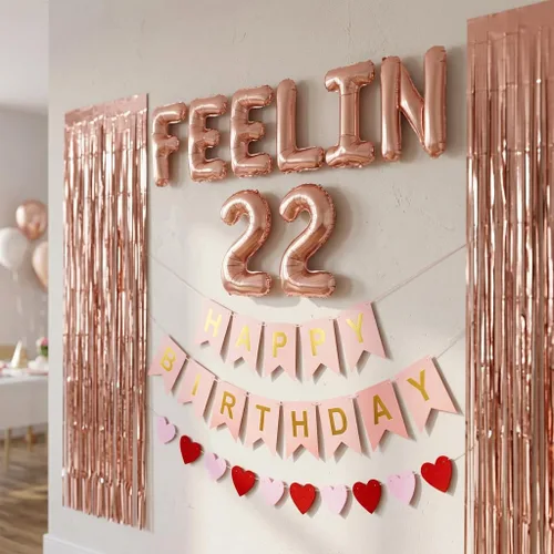 Vista 2 de LaVenty 53 globos de lujo Feelin 22 para cumpleaños Feelin - Cartel de cumpleaños número 22