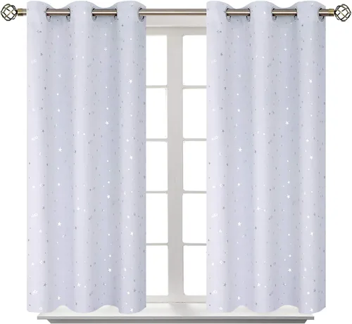Vista 67 de BGment Cortinas opacas para dormitorio infantil, con aislamiento térmico, con ojales, estampado de estrellas plateadas, cortinas para oscurecer