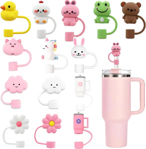 Vista 10 de LDKEDKF 11 piezas de cubiertas para pajitas de vaso Stanley, tapa de silicona para pajitas de vaso Stanley de 30 y 40 onzas con vasos, accesorios